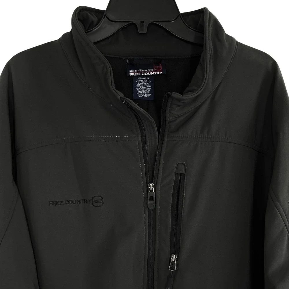 Free Country‎ Men's 2XL Black Softshell Jacket Full Zip Water Resistant Outdoor